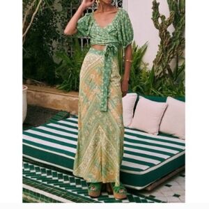 Spell Green and Yellow Maxi Skirt